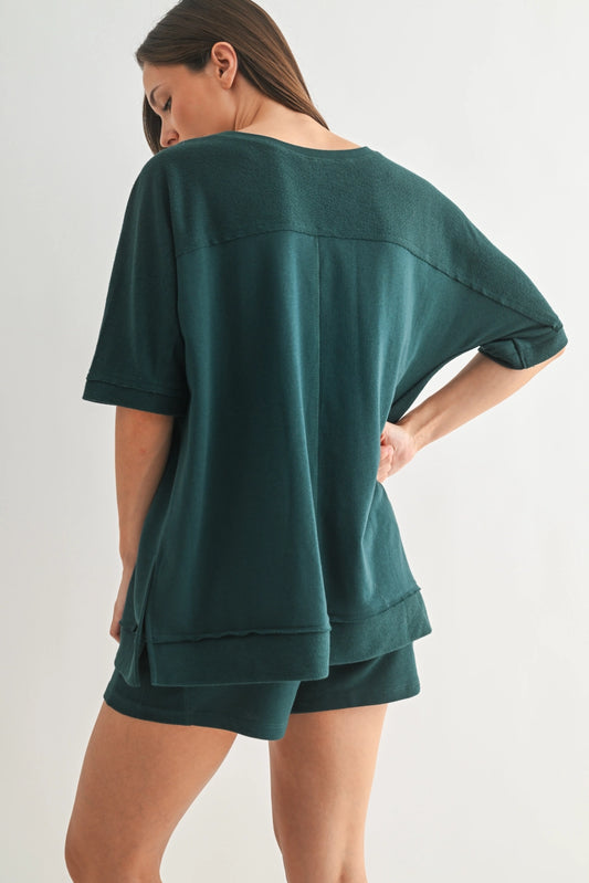 Comfort & Style: Offset French Terry Dolman Sleeve Top