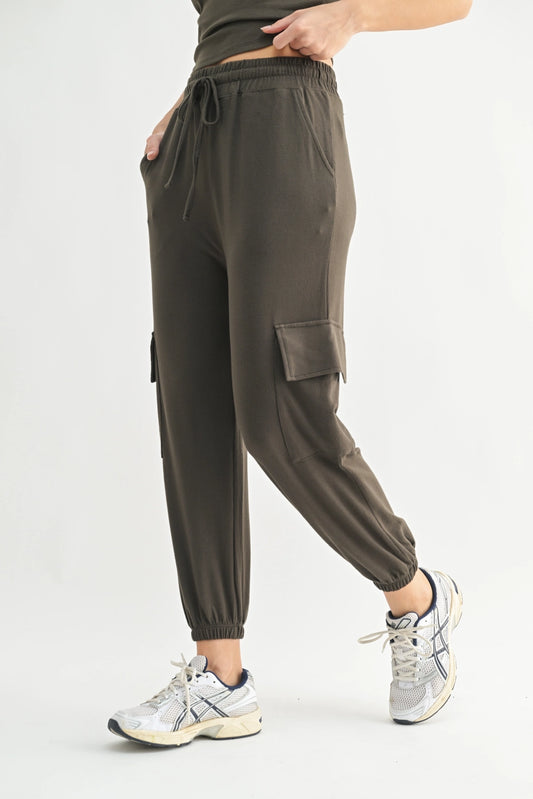 Sculpt & Style: Brushed Hacci Cargo Joggers